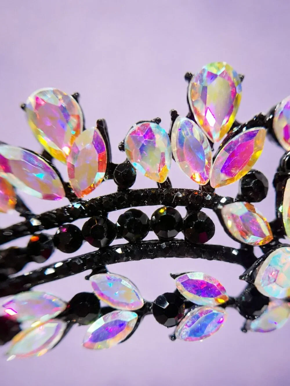 black AB tiara, Princess tiara, Halloween costume crown, Flower Girl Headband